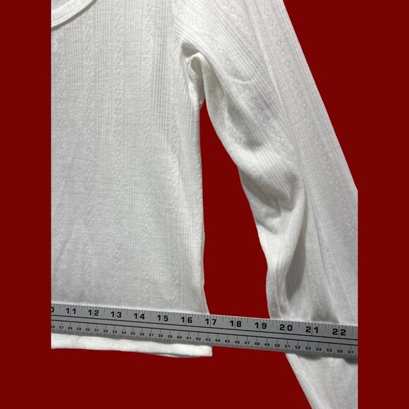 Wild Fable - Women's Long Sleeve Pointelle T-Shirt - White - XXL - Picture 5 of 12